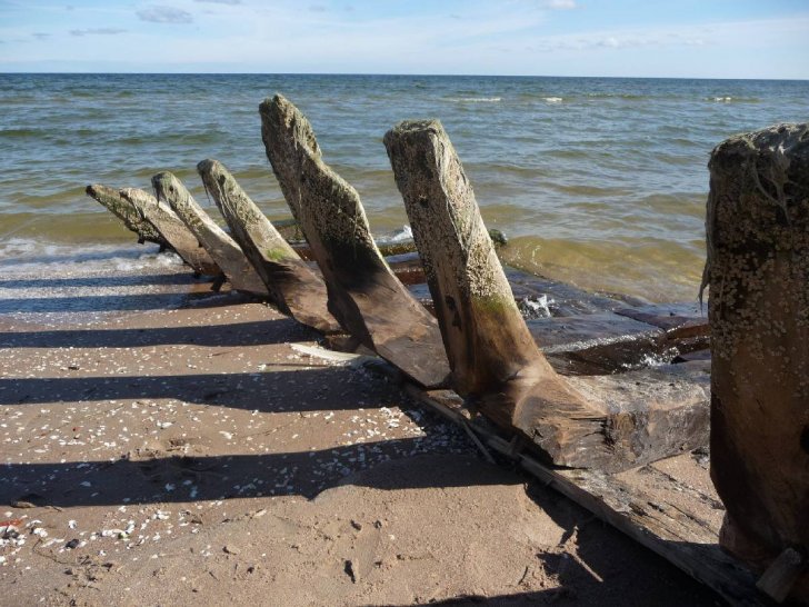 Izskalots 19. gs. burinieka vraks pie Ūšiem